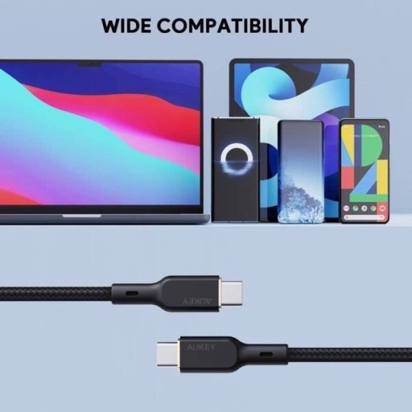 Aukey CB-KCC101 Circlet Blink Aramid Fiber USB C to C Cable -1m
