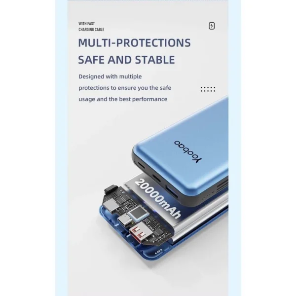 Yoobao LC6 20000mAh Fast Charging Power Bank Built in Cables (Lightning & Type C) PD3.0/QC3.0/SCP22.5W