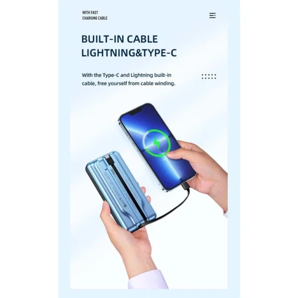 Yoobao LC6 20000mAh Fast Charging Power Bank Built in Cables (Lightning & Type C) PD3.0/QC3.0/SCP22.5W