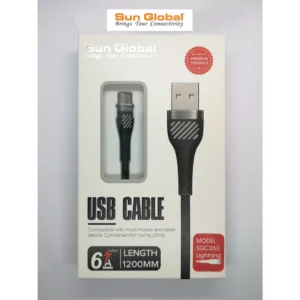 SUN GLOBAL (SGC260) FAST CHARGING CABLE 6A - IP USB (1.2M)